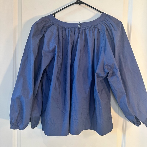 J. Crew The Perfect Embellishment Blue & Black Peasant Top, Large - Picture 9 of 11